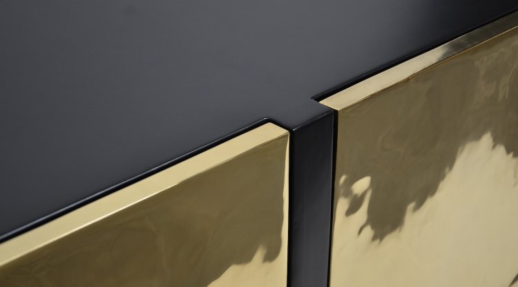The Sleek Ebonized Mahogany Sideboard with Artistic Brass Doors